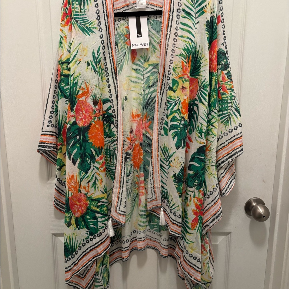 Nine West Colorful Floral Kimono
